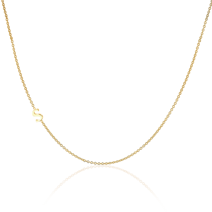 14K Gold Asymmetrical Initial Necklace