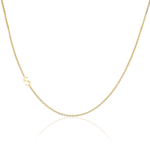 14K Gold Asymmetrical Initial Necklace