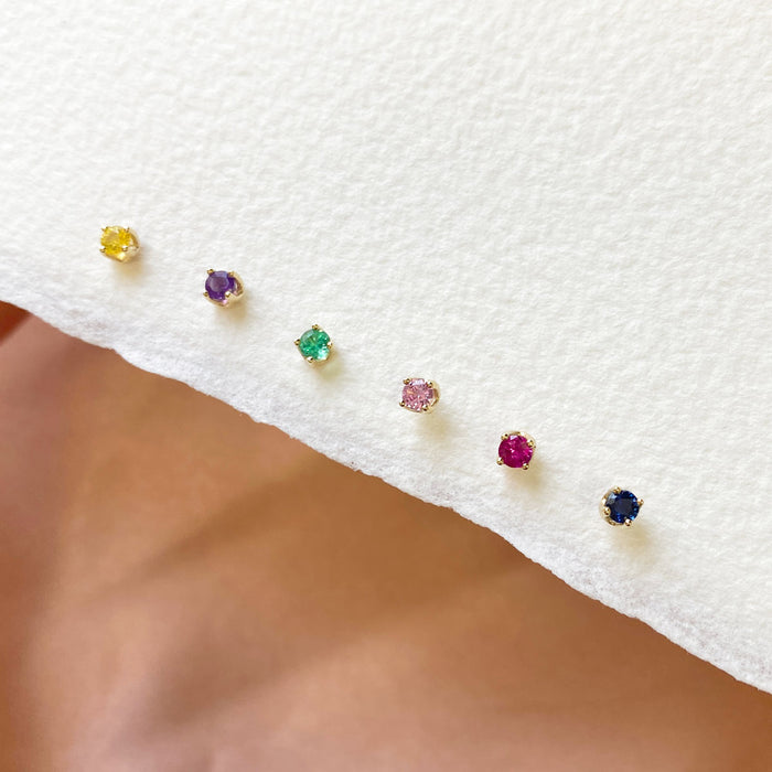 14K Gold Solitaire Studs