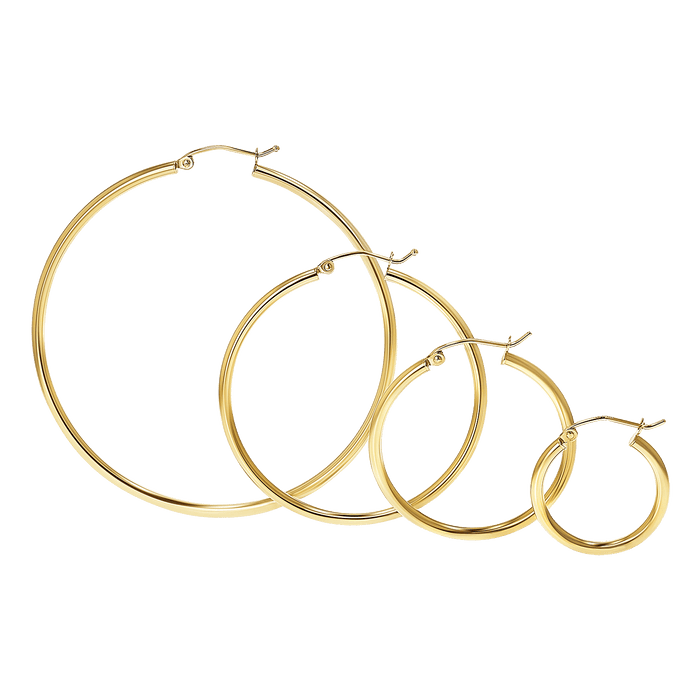 2mm Gold Tube Hoop Earrings