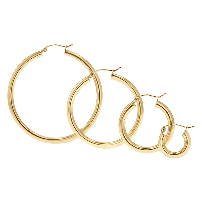 3mm Gold Tube Hoop Earrings