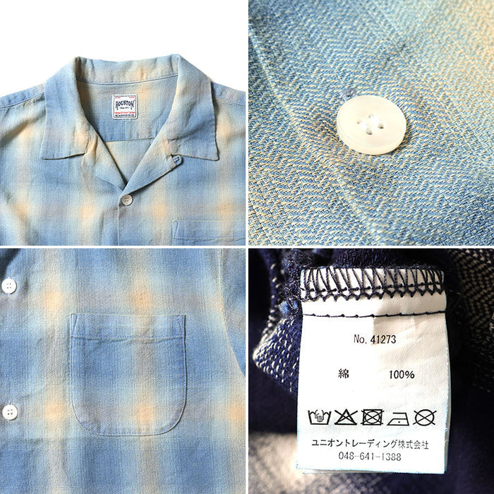 41273 INDIGO HB OMBRE CHECK S/S SHIRT - INDIGO BLEACH