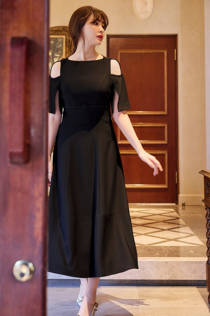 Adelaide Slit Sleeve Belted Dress