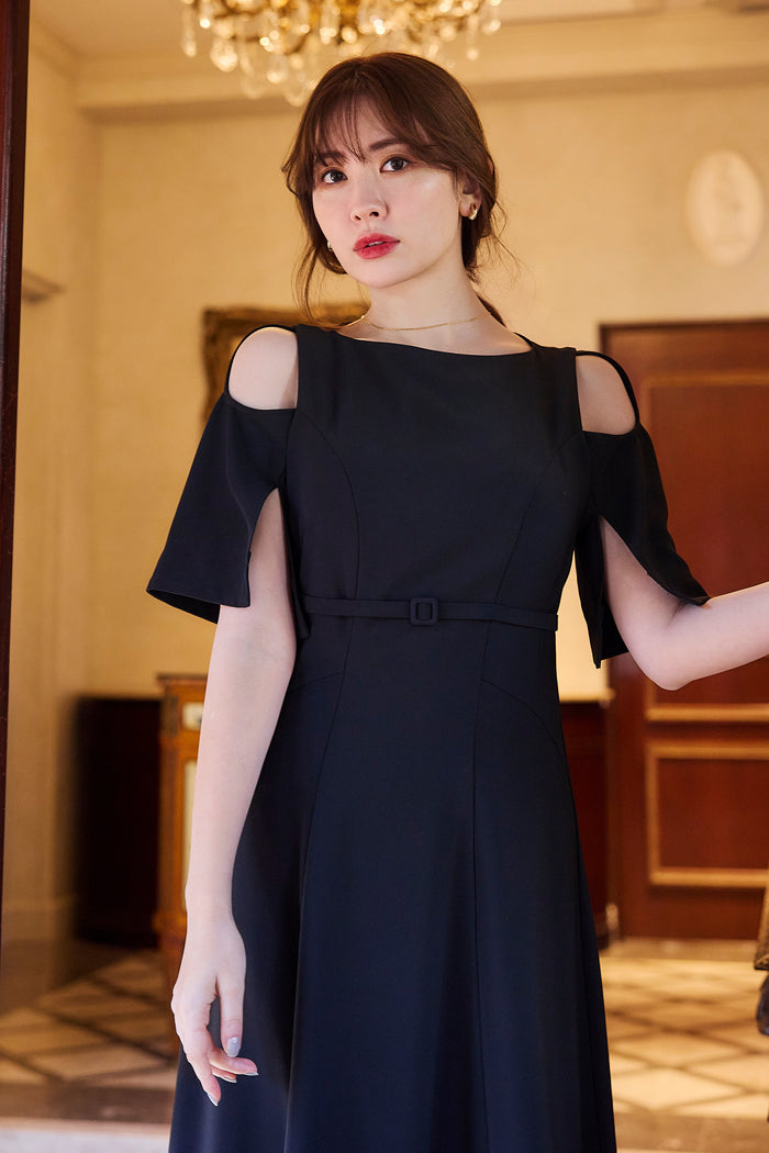 Adelaide Slit Sleeve Belted Dress