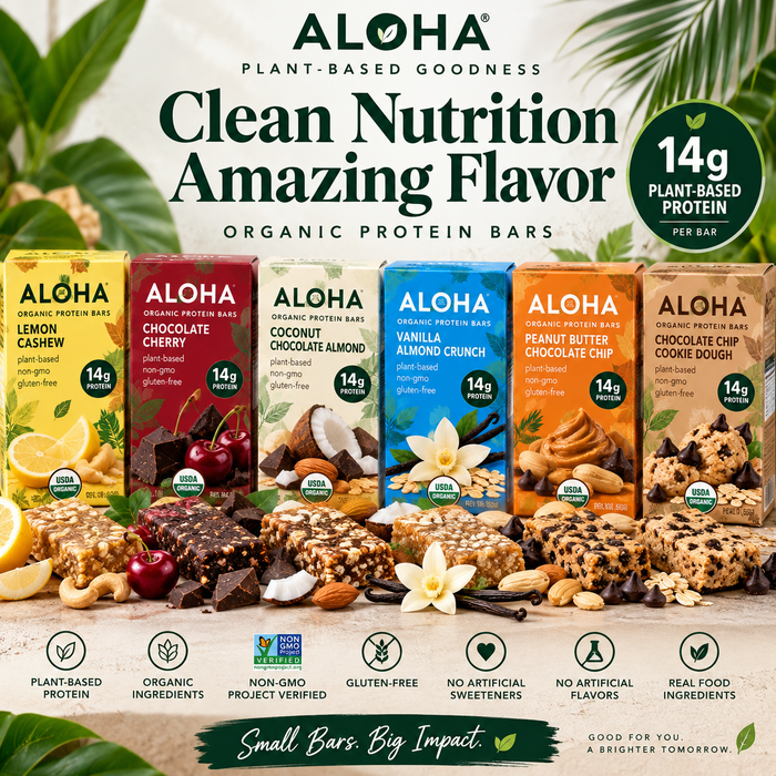 ALOHA Organic Protein Bars – Buy 1 Get 1 FREE | 14g Plant Protein | 12 Count
