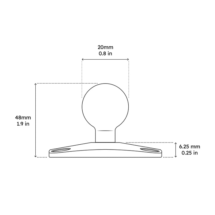 Image of Offroam AMPS Mounting Base dimensional drawing.
