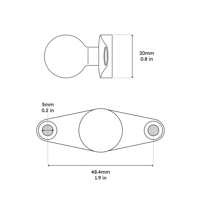 Image of Offroam AMPS Mounting Base dimensional drawing.