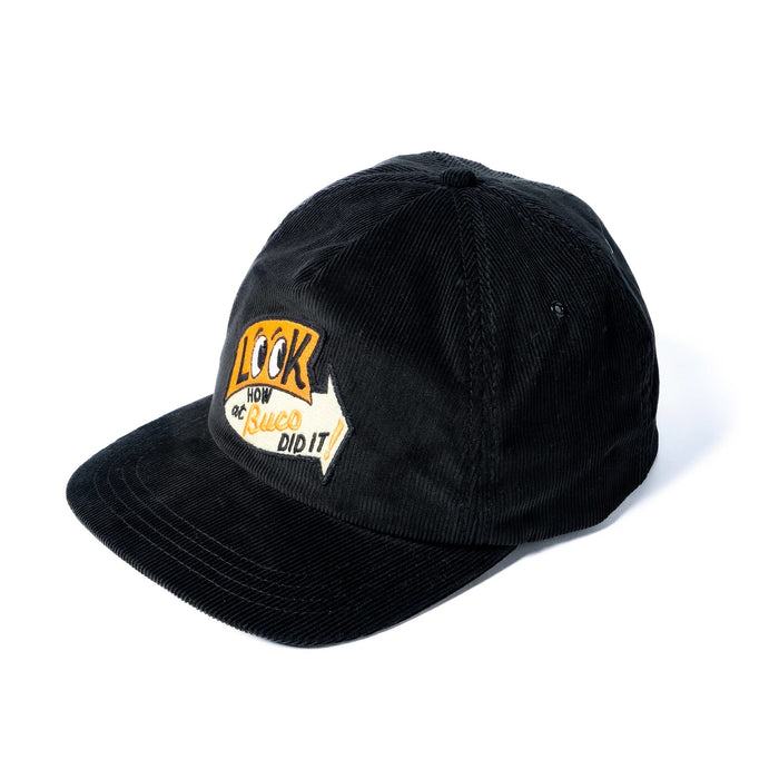 BA25106 FIVE PANEL CORDUROY CAP / LOOK AT HOW BUCO DID IT! - BLACK