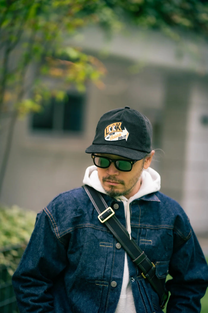 BA25106 FIVE PANEL CORDUROY CAP / LOOK AT HOW BUCO DID IT! - BLACK