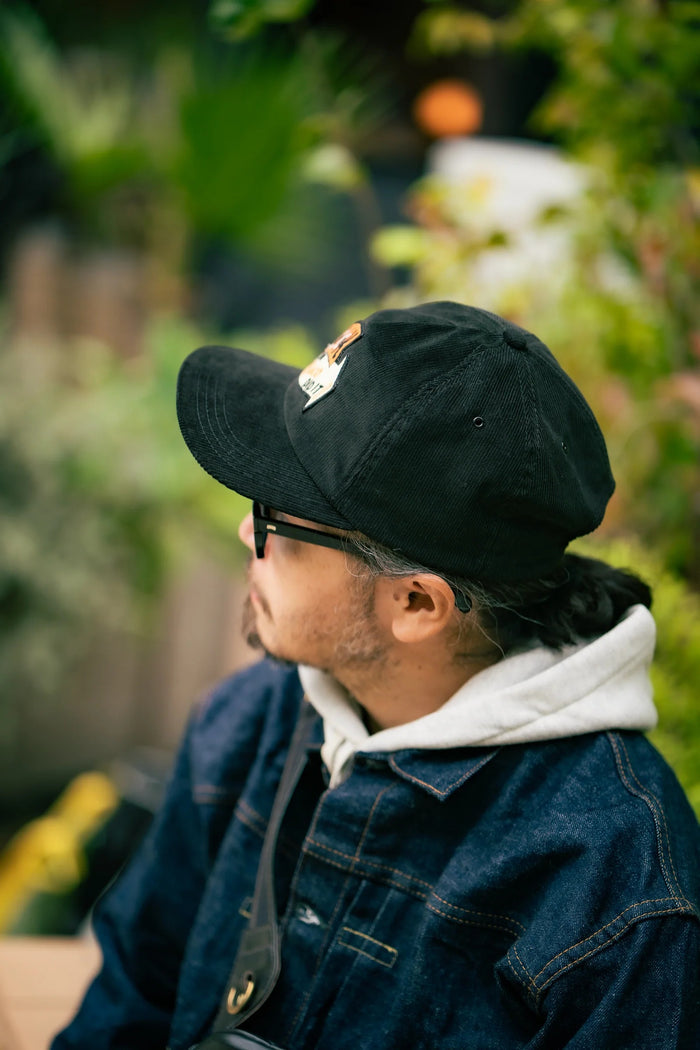 BA25106 FIVE PANEL CORDUROY CAP / LOOK AT HOW BUCO DID IT! - BLACK