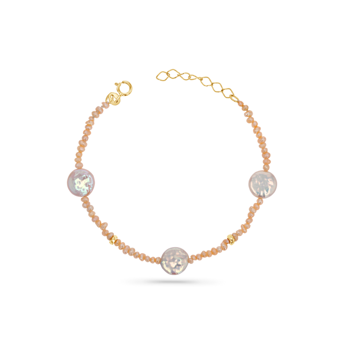 Baroque Coin Pearl Station Bracelet