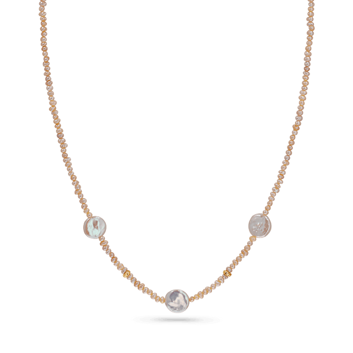 Baroque Coin Pearl Station Necklace