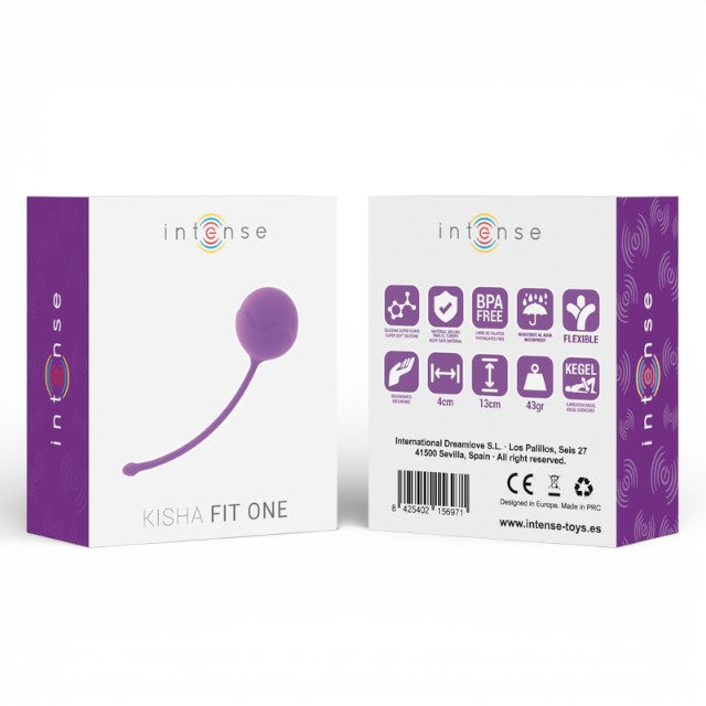 Bilă kegel INTENSE Kisha Fit One, din silicon medical, fără ftalați, culoare mov, dimensiuni 4 x 13 cm