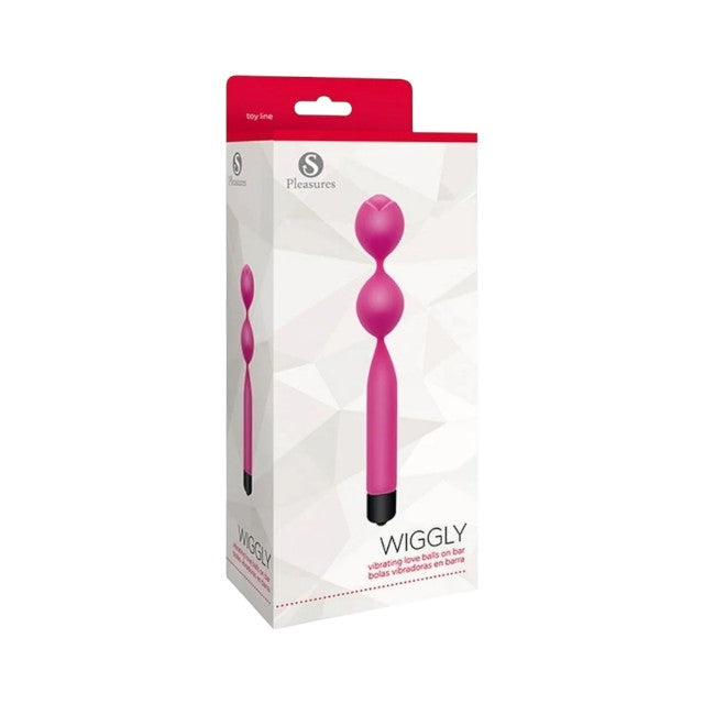 Bile kegel vibratoare S PLEASURES Wiggly Love Balls, cu mini vibrator integrat, din silicon moale, roz