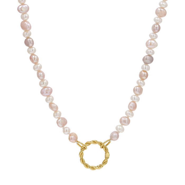 Blush and White Pearl Connector Necklace