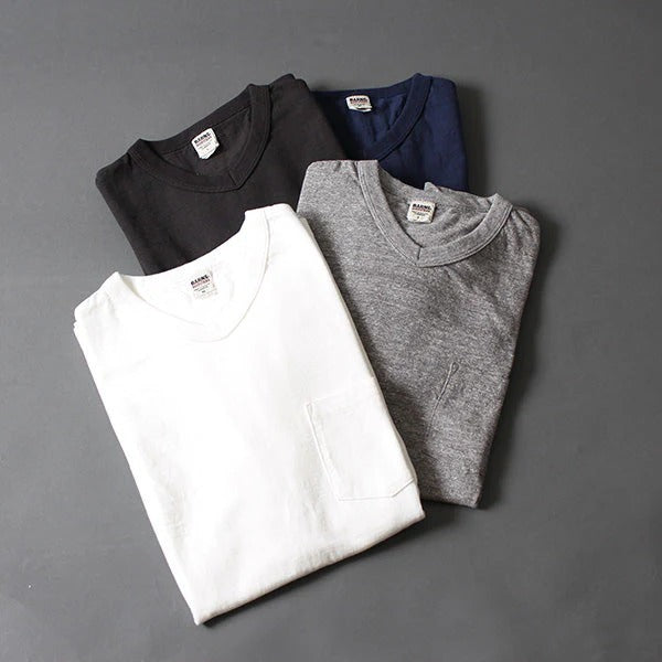 BR-11001 STANDARD TSURIAMI V-neck pocket T-shirt - WHITE