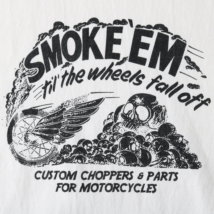 BR-25331 10/- 90's Heavy Weight L/S Print T-shirt SMOKE 'EM - WHITE