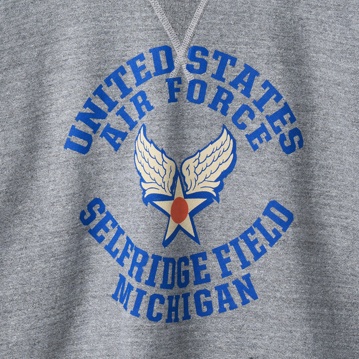 BR69630 SET-IN CREW NECK SWEAT SHIRT U.S.A.F SELFRIDGE FIELD - H.GRAY