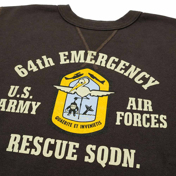 BR69635 SET-IN CREW NECK SWEAT SHIRT 64th EMERGENCY - BLACK