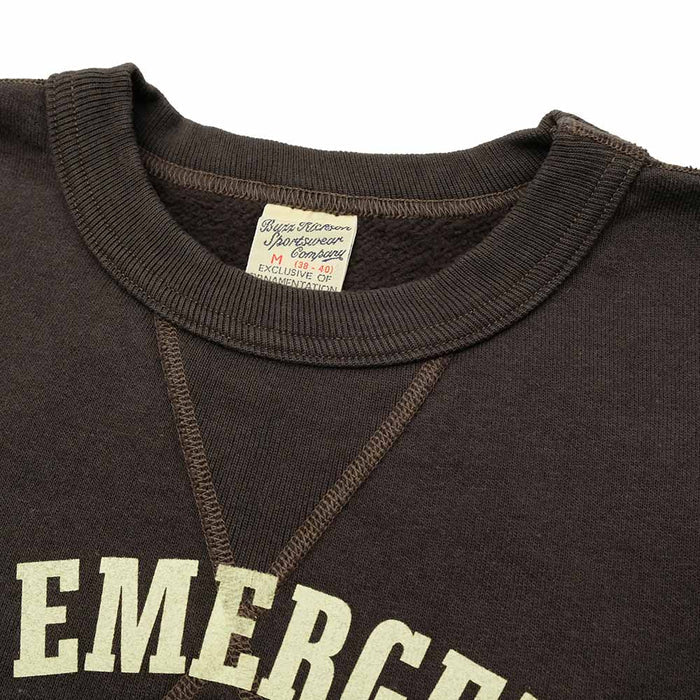 BR69635 SET-IN CREW NECK SWEAT SHIRT 64th EMERGENCY - BLACK