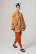 Bronz Desenli Önden Bağlama Detaylı Kimono-Y265015031