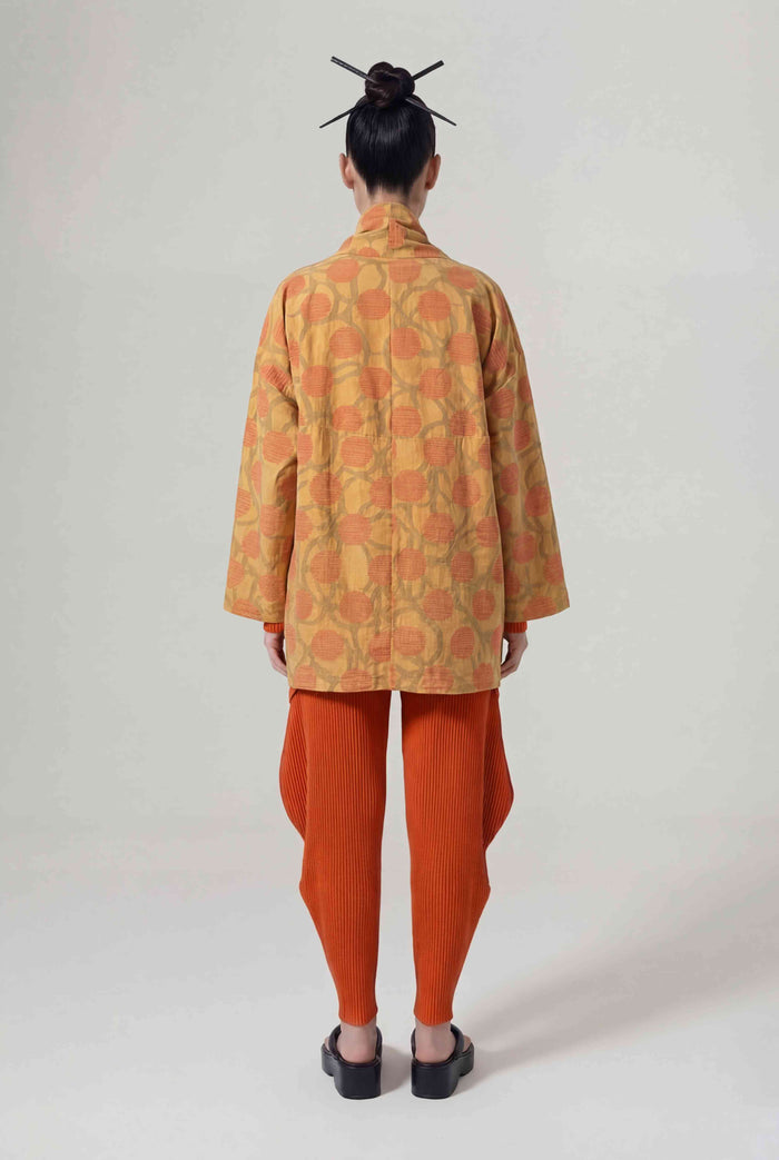 Bronz Desenli Önden Bağlama Detaylı Kimono-Y265015031