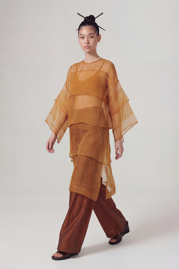 Bronz Organze Oversize Tunik Bluz-Y261011059