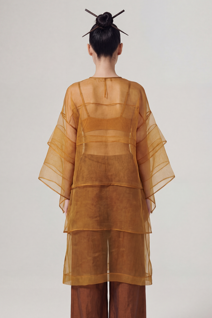 Bronz Organze Oversize Tunik Bluz-Y261011059