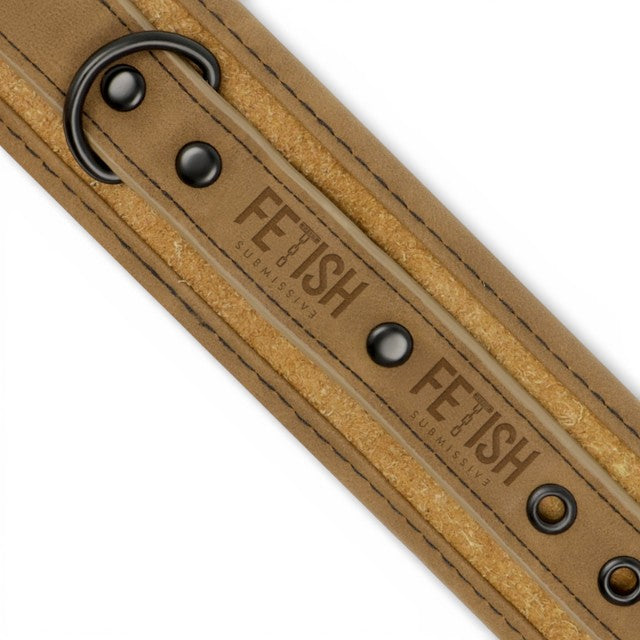 Cătușe FETISH SUBMISSIVE Ankle Cuffs, pentru jocuri erotice BDSM, din piele vegană, mărime reglabilă, culoare maro
