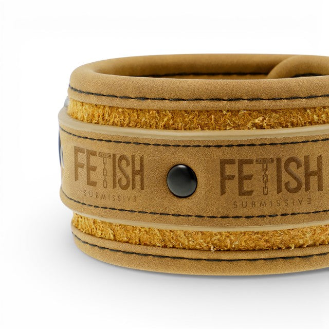 Cătușe FETISH SUBMISSIVE Ankle Cuffs, pentru jocuri erotice BDSM, din piele vegană, mărime reglabilă, culoare maro