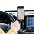 Image of Offroam Phone Mount installed securely in Chevy Colorado | GMC Canyon 2015-2022. This premium phone mount installs easily without drilling or glue. Spring loaded Universal holder for use with any phone. Perfect placement without blocking screens, driver view, or air flow. Fully adjustable positioning.