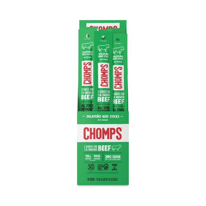 Chomps Jalapeño Grass-Fed Beef Sticks – 24 Count