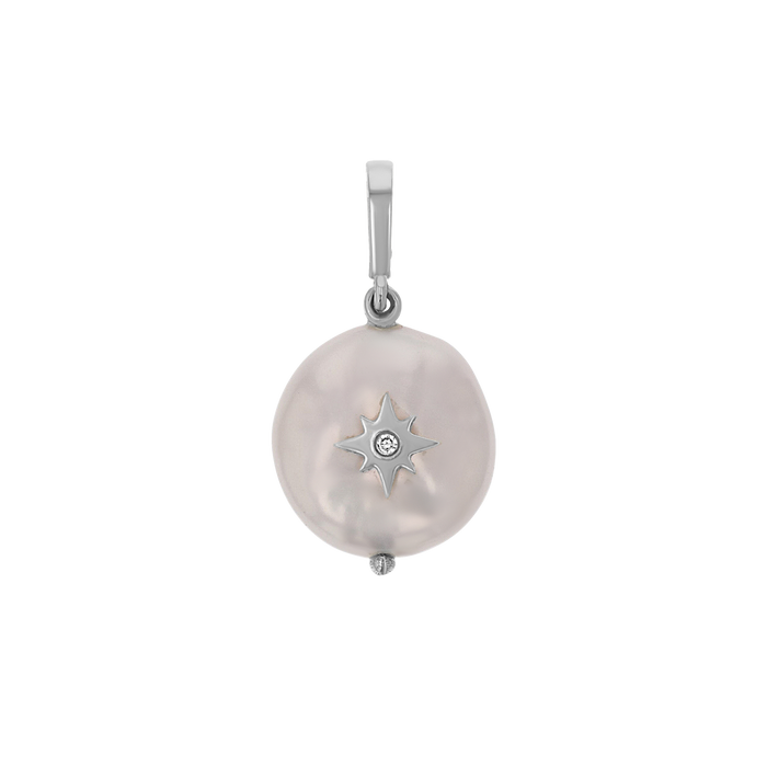 Coin Pearl Diamond Starburst Charm