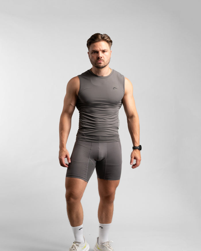 Core Compression Tanktop (Clay/Black) - Athletic Aesthetics