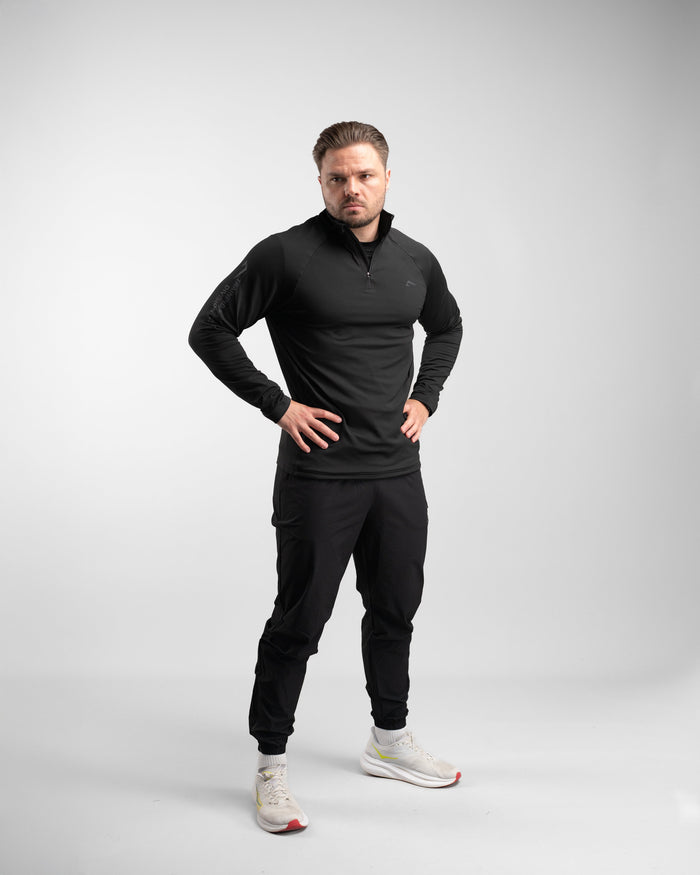 Core Performance Quarter Zip (Black/Black) - Athletic Aesthetics