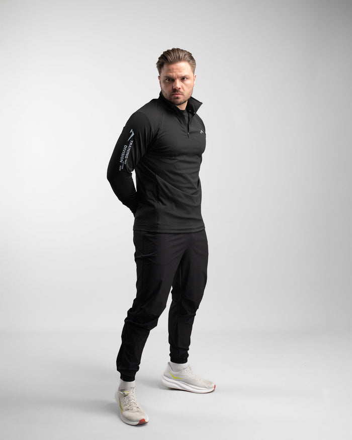 Core Performance Quarter Zip (Black/Grey) - Athletic Aesthetics