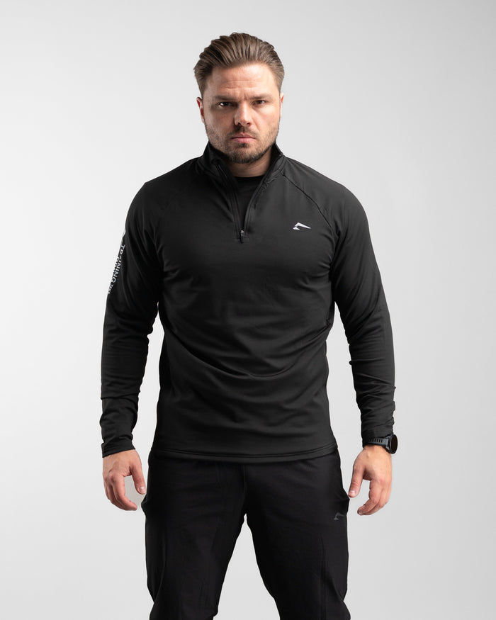 Core Performance Quarter Zip (Black/Grey) - Athletic Aesthetics