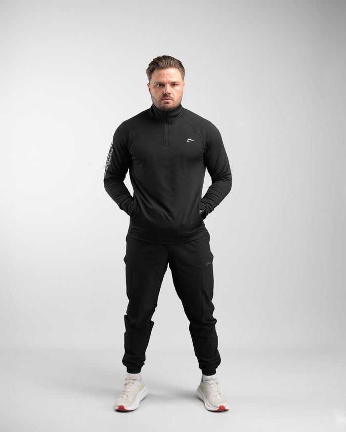 Core Performance Quarter Zip (Black/Grey) - Athletic Aesthetics