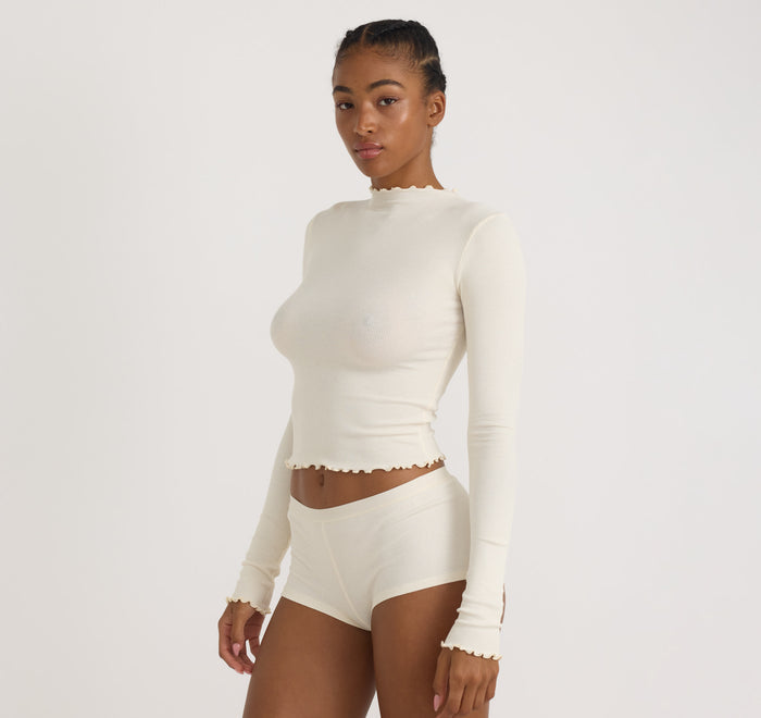 Core Rib Mock Neck Long Sleeve Tee