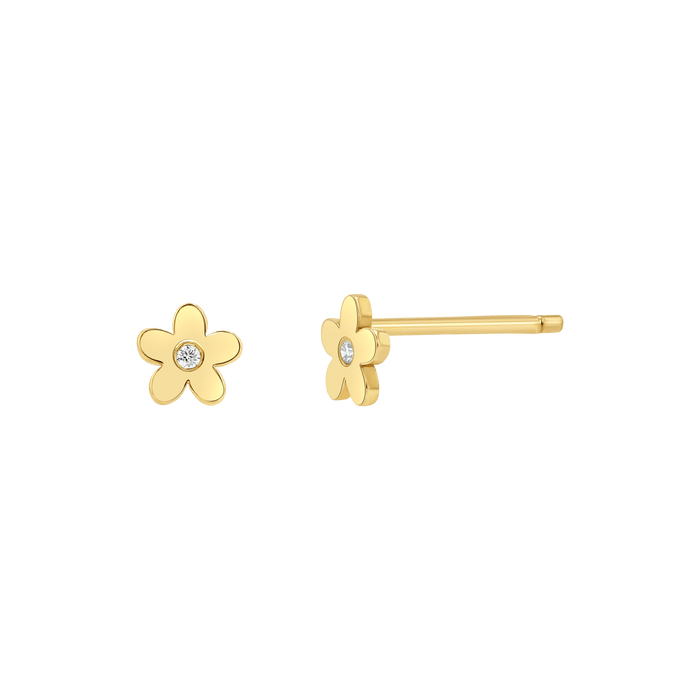 Diamond Flower Stud Earrings