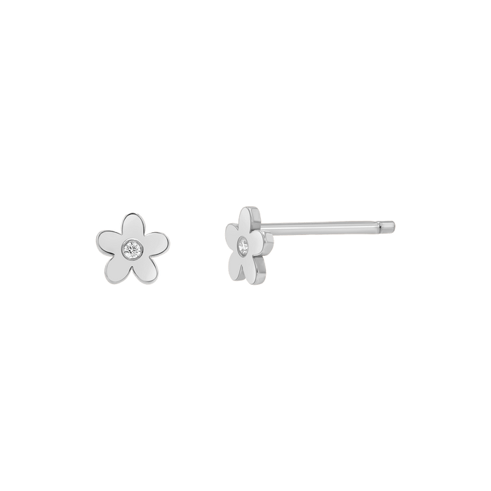 Diamond Flower Stud Earrings