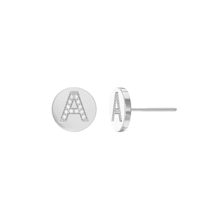 Diamond Initial Coin Earrings