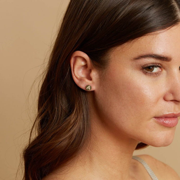 Diamond Initial Coin Earrings