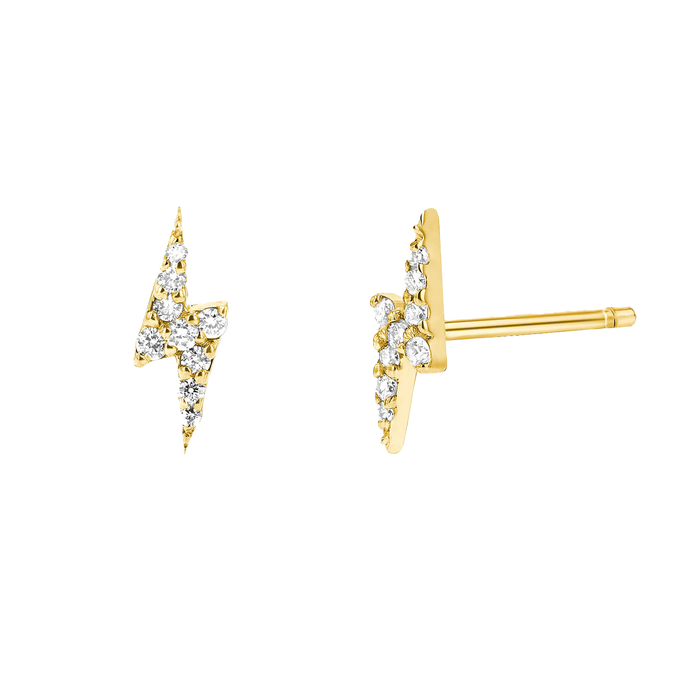 Diamond Lightning Bolt Stud Earrings