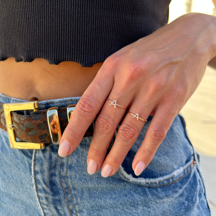 Diamond Pave Letter Ring