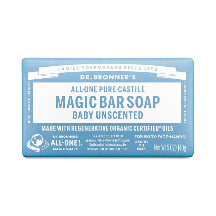 Dr. Bronner's Pure-Castile Magic Bar Soap Baby Unscented 6-Pack