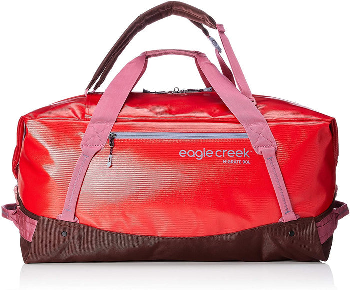 Eagle Creek Migrate Duffel 90 Liters in Coral Sunset color from the front