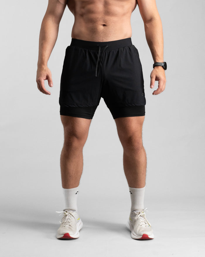 Elite Performance 2in1 Shorts (Black/Black) - Athletic Aesthetics