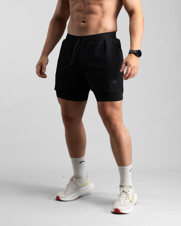 Elite Performance 2in1 Shorts (Black/Black) - Athletic Aesthetics