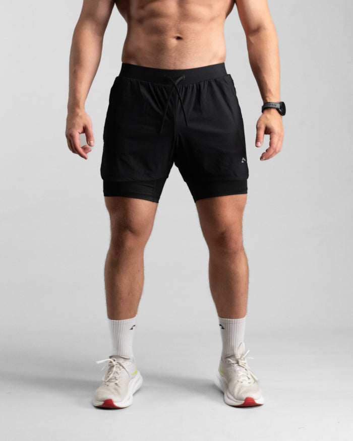 Elite Performance 2in1 Shorts (Black/Grey) - Athletic Aesthetics